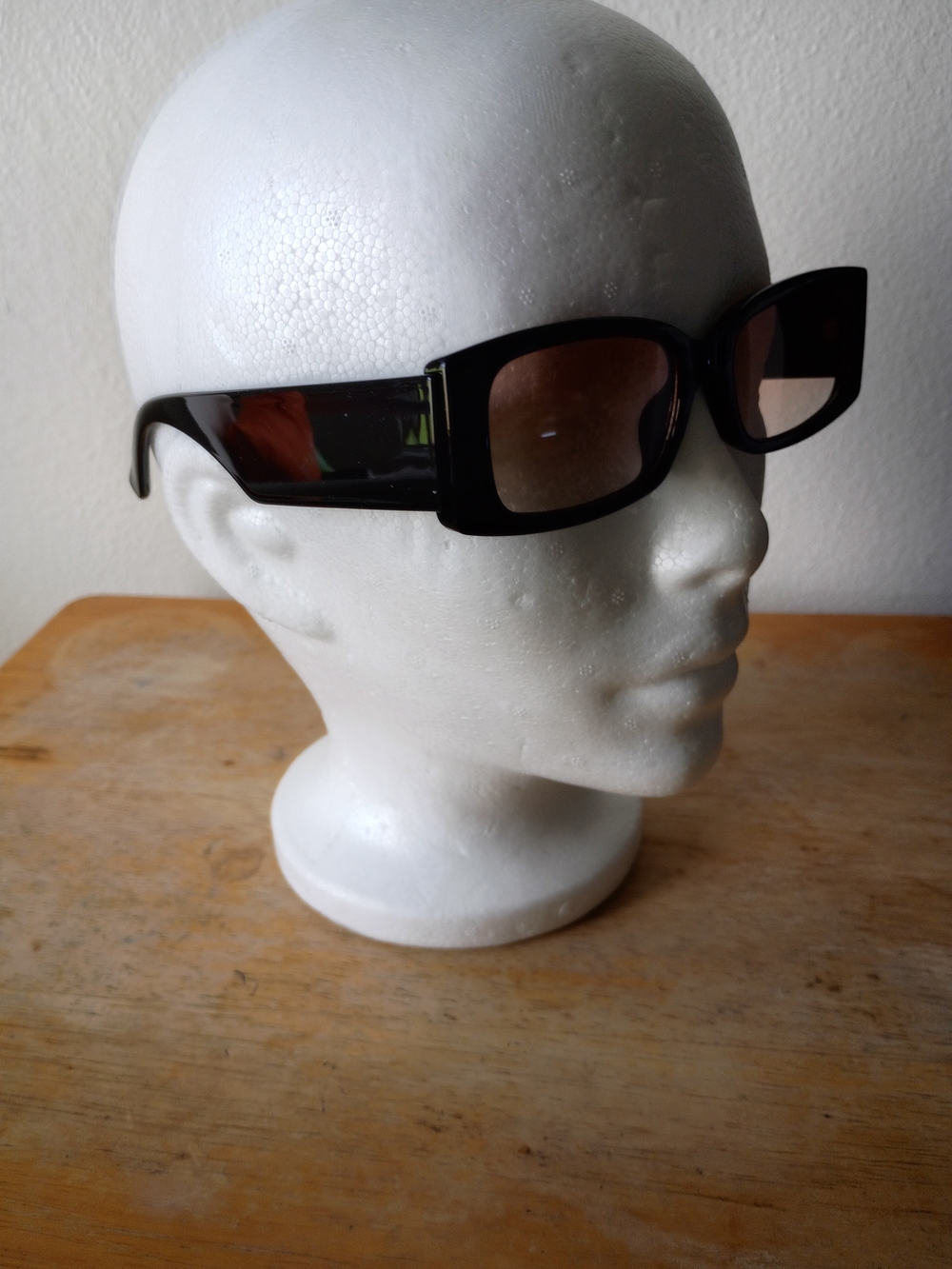 Unisex Balenciaga Black Rectangular Sunglasses with Orange/ Brn  Gradient Lenses